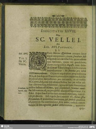 Exercitatio XXVIII. De SC. Vellei. Ad Lib. XVI. Pandect.