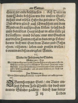VI. Wieder die Anfechtung der Sünden.
