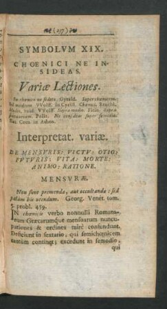Symbolum XIX. Choenici Ne Insideas.