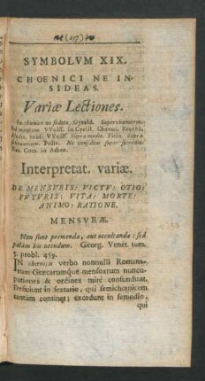 Symbolum XIX. Choenici Ne Insideas.