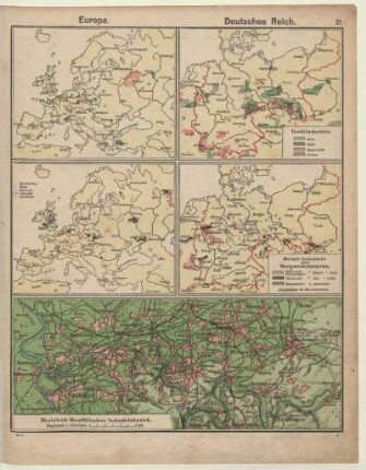 Deutsches Reich, Textilindustrie, Metall-Industrie und Bergwerksbezirke