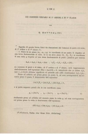Sui connessi ternarii di 1° ordine e di 1° classe.