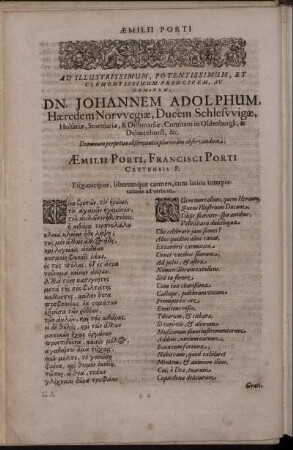 Ad Illustrissimum, Potentissimum [...] Dominum Dn. Johannem Adolphum Hæredem Norwegiæ, Ducem Schleswigæ [...]