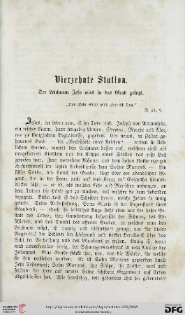 Vierzehnte Station. Der Leichnam Jesu wird in das Grab gelegt
