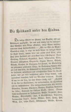 Die Heilkunde unter den Hindus.