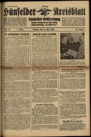 Erste Ausgabe vom Freitag, den 12. Mai 1939.