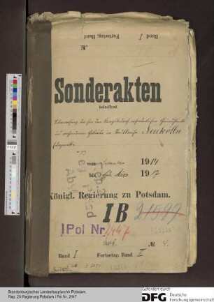 Überweisung der für den Kriegsbedarf erforderlichen Grundstücke und vorhandenen Gebäude im Stadtkreise Neukölln