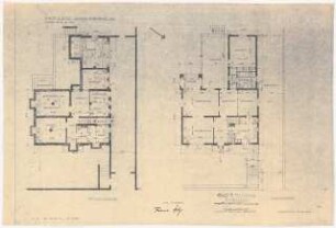 Garten Robert Sitz, Berlin-Frohnau: Grundriss Kellergeschoss, Erdgeschoss 1:100 (Zeichnung des Architekten)