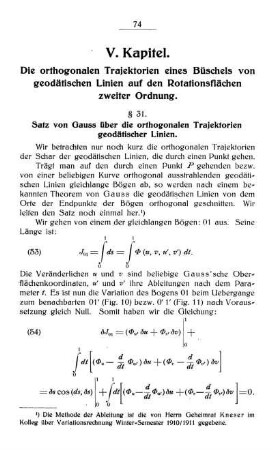 § 31. Satz von Gauss über die orthogonalen Trajektorien geodätischer Linien.
