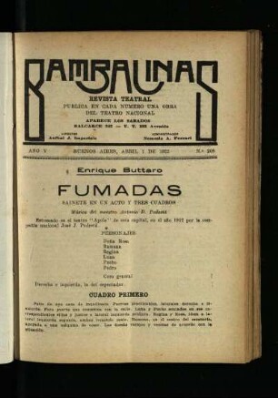 Fumadas : sainete en un acto y tres cuadros