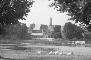 Lauingen: Stadtansicht mit Donau, mit Turm von St. Martin