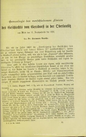 Genealogie der verschiedenen Linien des Geschlechts von Gersdorff in der Oberlausitz : von Mitte des 16. Jahrhunderts bis 1623