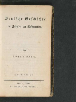 Bd. 3: Deutsche Geschichte im Zeitalter der Reformation