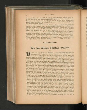 Von den Wiener Theatern 1903/04