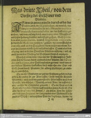 Das dritte Theil, von dem Vorsorg der Geschwier und Blattern