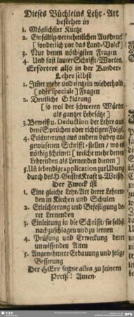 Dieses Büchleins Lehr-Art bestehet in ...