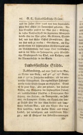 76-79, Landesfuerstliche Staedte; Municipal-Stadt