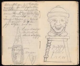 Skizzenbuch: Reiseskizzen und Notizen: Jagdschloss Putbus. Details