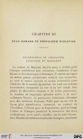 Chapitre XI: Deux romans de chevalerie byzantins