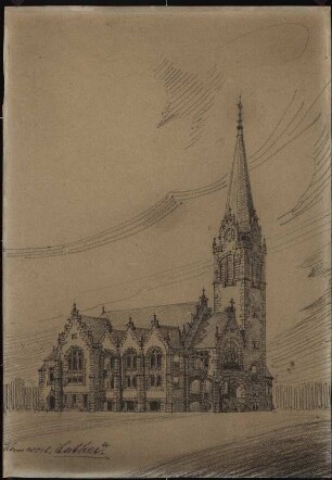 Evangelische Kirche am Hohenzollernplatz, Frankfurt/Main: Perspektivische Ansicht