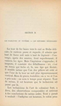 Section II. Les faiblesses du système. Les réformes nécessaires