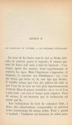 Section II. Les faiblesses du système. Les réformes nécessaires