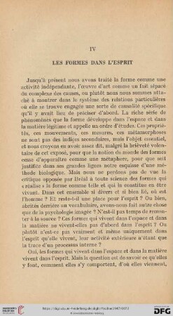 IV. Les formes dans l'esprit