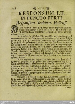 Responsum LII. In Puncto Furti