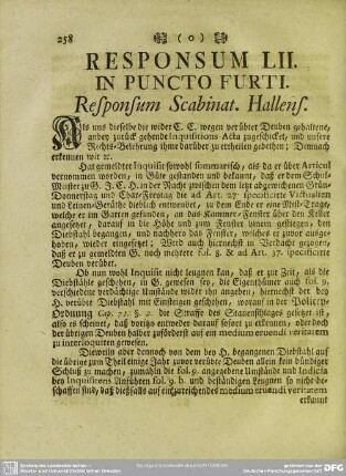 Responsum LII. In Puncto Furti