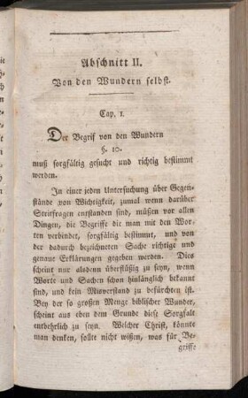 Cap. I. Der Begrif von den Wundern