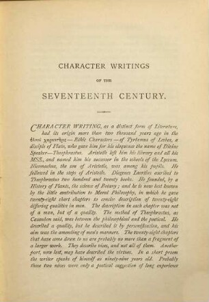 Character writings of the seventeenth century