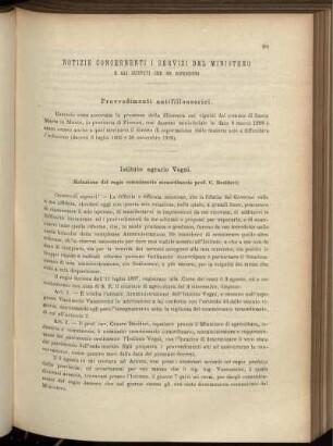 Notizie Concernenti i servizi del Ministero e gli Istituti che ne dipendono.
