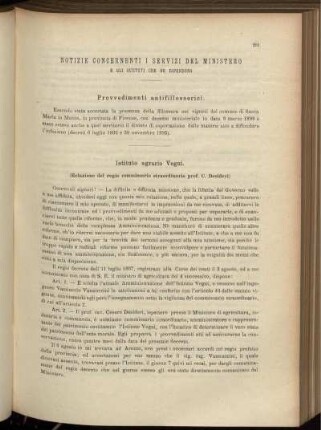 Notizie Concernenti i servizi del Ministero e gli Istituti che ne dipendono.