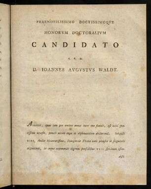 24c-24d, Praenobilissimo Doctissimoqve Honorum Doctoralivm Candidato S. P. D. D. Ioannes Avgvstvs Waldt.