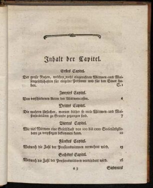 Inhalt der Capitel.