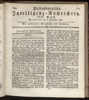 XLIV. Stück... den 2. November 1805 - XLVIII. Stück... den 30. November 1805.