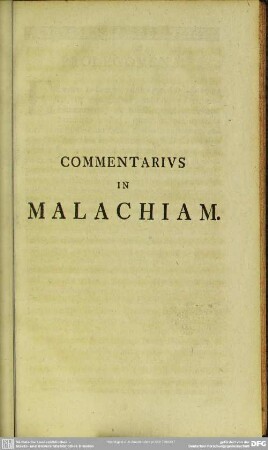 Commentarius in Malachiam