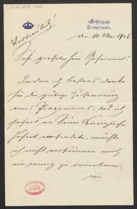 Brief an Ludwig Strecker an B. Schott's Söhne : 10.05.1906