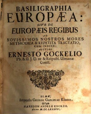 Ernesti Gockelii ... Electa iuris publici Romano-Germanici, in quibus singulares et diversae quaedam materiae per varios tractatus illustrantur