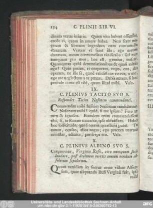 IX. C. Plinius Tacito Suo S. Respondet Tacito Nasonem commendanti.