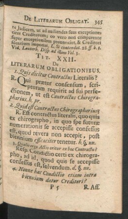 Tit. XXII. Literarum Obligationibus
