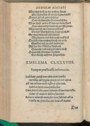 Emblema CLXXXVIII. Semper præsto esse infortunia.