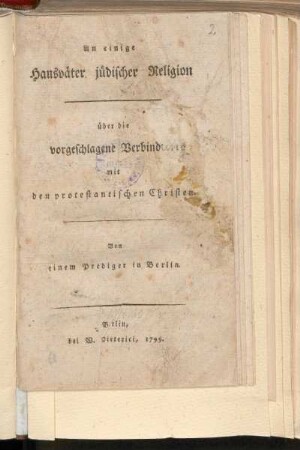 1: An einige Hausväter jüdischer Religion, [1]