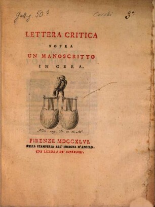 Lettera critica sopra un manoscritto in cera