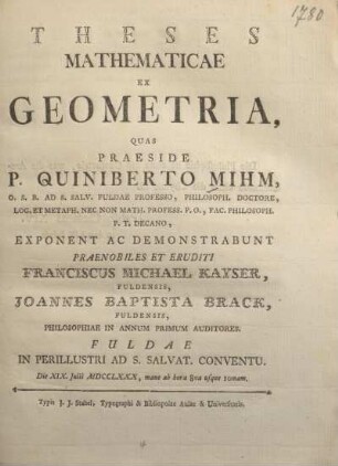 Theses mathematicae ex geometria