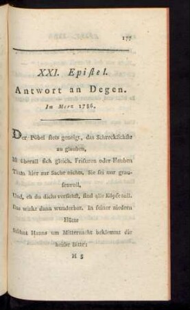 XXI. Epistel - XXVII. Epistel