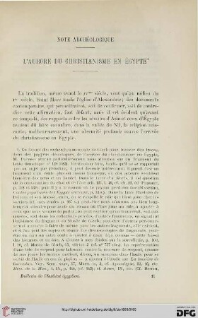 3.Ser. 9.1898: Note archéologique : l'aurore du christianisme en Égypte
