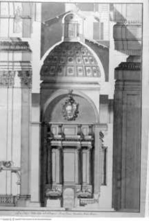 Entwürfe zur Cappella Strozzi in Sant'Andrea della Valle, Schnitt der Kapelle