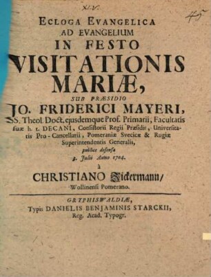 Ecloga evangelica ad evangelium in festo visitationis Mariae