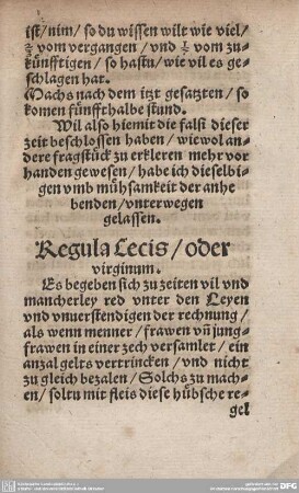 Regula Lecis/oder virginum.